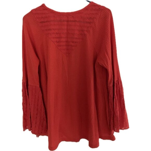 Free People Parisian nights boho blouse Orange Tunic M - Picture 3 of 9